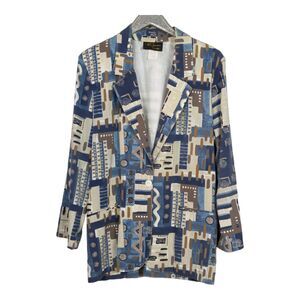 VINTAGE 80s Toni Garment x CC Magic Funky Artsy Grandpa Blazer Size Large